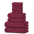 Tens Towels Pack of 8 Towels Set, 2 Extra Large Bath, 2 Hand, 4 Washcloths, 100% Cotton, Lighter Weight, Quicker to Dry, Super Absorbent, Perfect for Bathroom, Burgundy - color: Burgundy