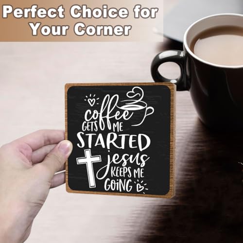 Coffee Lover Gifts for Women Men, Christian Coffee Decor, Bar Desk Sign, Table Decorations Supplies, Shelf Cubicles Accessories for Bar - style: coffee sign 03