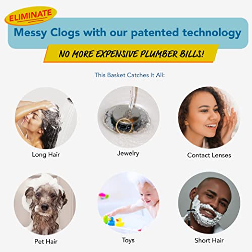 Drain Buddy Ultra Flo- 2 in 1 Bathroom Sink Stopper & Hair Catcher W/Patented Pull Clean Technology! | Fits 1.25” Sink Drains, Clog Preventing | Chrome Metal Cap / 1 Replacement Basket - color: Chrome