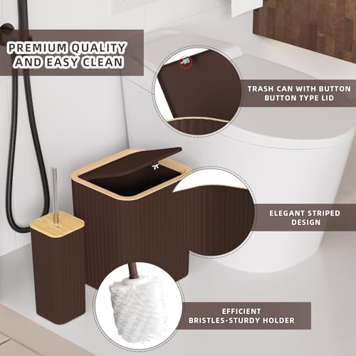 XLHOMO Bathroom Accessories Set - 25PC Brown Bathroom Set, Bathroom Set with Shower Curtain and Rugs, Brown Shower Curtain Set, Toilet Brush, Bathroom Trash Can - size: Bath Set+Shower Curtain+Rugs, style: Brown