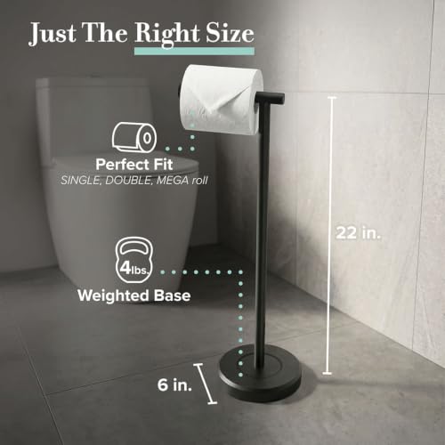 Gatco 1437MX Latitude II Freestanding Toilet Paper Holder Stand, Weighted Base, 22.25-Inch H, Matte Black - color: Matte Black
