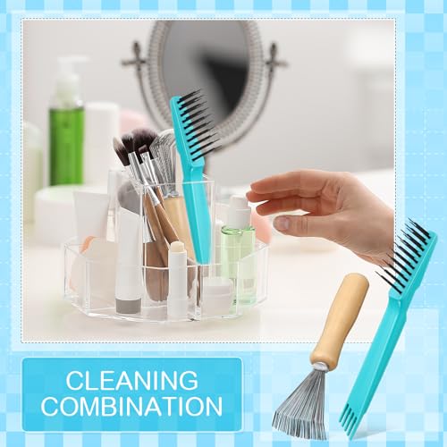Boao 4 Pcs Hair Brush Cleaning Tool Set Mini Hair Cleaning Brush Tool Wooden Handle Mini Rakes for Removing Dust Home Salon Use(Green) - color: Green