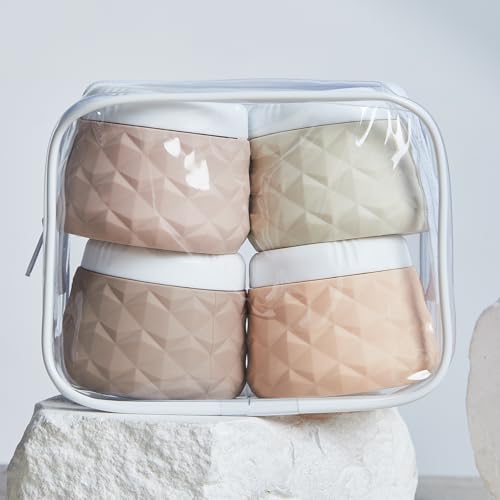 Silevoler Travel Size Containers for Toiletries, 1.7oz TSA Approved Travel Size Toiletries Silicone Cosmetic Cream Jars, Leak-Proof Refillable Containers W/Clear Bag (CREAM, 3OZ) - color: CREAM