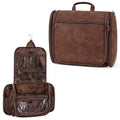 PAVILIA Large Hanging Toiletry Bag for Men Women, Travel Toiletry Organizer with 10 Compartments, Swivel Hook and 3 Leakproof Pockets, Water Resistant Shaving Kit Case, Packs Flat, Brown - color: Brown