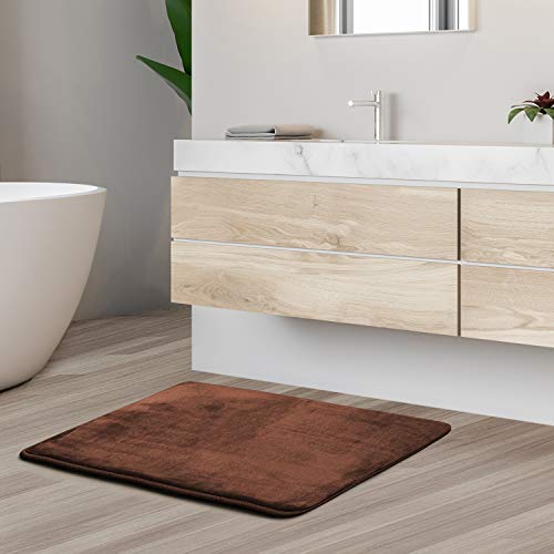 Clara Clark Bathroom Rugs, Velvet Memory Foam Bath Mat, Non-Slip, Machine Washable Bath Rugs - Dries Quickly, Ultra Soft Plush Bath Mats for Bathroom, 17 x 24, Chocolate Brown - color: Brown, style: 17 x 24