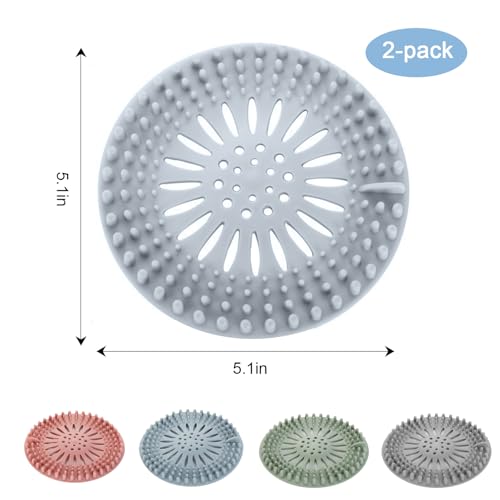 Hair Catcher Drain Cover Set for Shower Sink Floor Use Silicone Hair Stopper in Multiple Shapes Colors for Home Cleaning(Blue) - color: Blue, size: 5.3 inch