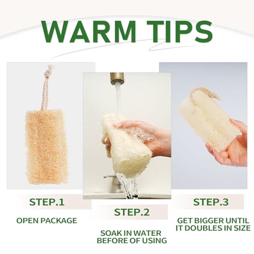 Natural Loofah Dish Sponge Pack 6 Vegetable Scrubber for Kitchen -100% Biodegradable Compostable Dishwashing Scouring Pad Zero Waste Plastic Free Eco Friendly Sustainable