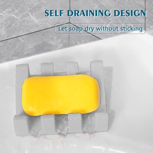 Soap Dish Holder for Shower with Suction Cup, Silicone Soap Holder & Saver Self-Draining Bar Soap Dish Keeps Soap Dry for Bathroom, Kitchen, Bathtub, Extends Soap Life (LightGrey-1Pack) - color: Light Grey - 1 Pack