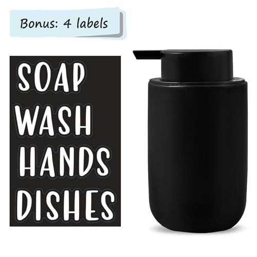 Foam Soap Dispenser Set - 2 Pack Black Ceramic Foaming Dish Hand Soap Dispenser with Black Pump for Bathroom, Bathroom Dispenser Set for Modern Home Farmhouse Decor - color: 2pcs Black, size: Foam dispenser