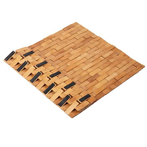 Mind Reader Bath Mat, Shower Mat, Bathtub Mat, Bathroom Accessory, Wood, Rayon from Bamboo, 23.5"L x 16.5"W x 0.4"H, Brown - style: Bath Mat