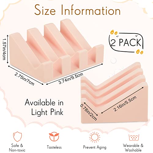 Cunhill 2 Pieces Silicone Soap Dish Self Draining Soap Dish Shower Waterfall Bar Soap Holder Tray with Drain Soap Saver for Kitchen Bathroom Accessories (Light Pink,Bright White) - color: Light Pink, Bright White