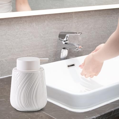 Agyiuns soap Dispenser Ceramic Lotion Dispenser with Easy-to-Press Pump for Bathroom 13.5 oz refillable Liquid Hand soap Dispenser for Hand sanitizers (Liquid-White) - color: Liquid-white