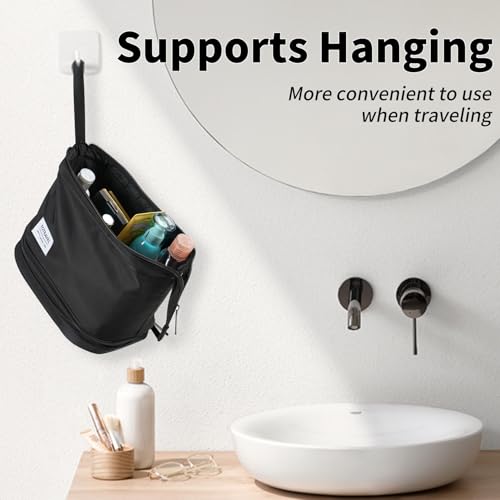 Hanging Travel Toiletry Bag for Women, Makeup Bag, Compact, sturdy, Lightweight, Waterproof, Simple and Practical, Functions As Both Cosmetic Organizer And Toiletry Bag (Woman, Jet Black) - color: Jet Black, style: Woman