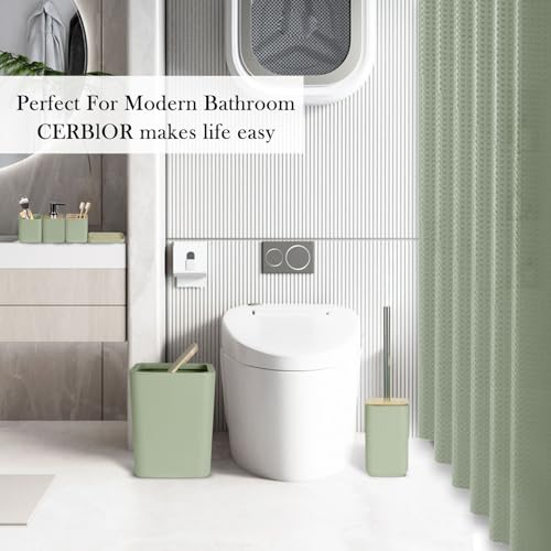 CERBIOR Bathroom Accessory Set with Shower Curtain, Includes Shower Curtain,Soap Dispenser, Toothbrush Holder, Toothbrush Cup, Soap Dish for Decorative Countertop and Housewarming Gift,Green,20PC - size: Bath Set+Shower Curtain, style: Green