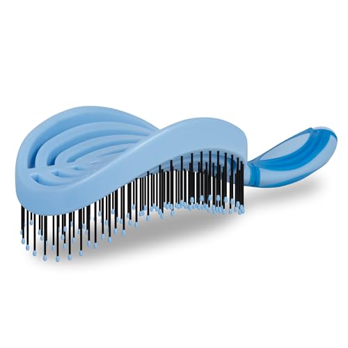 NuWay® DoubleC® Pro Professional Detangling Hair Brush – Patented Double Curve Scalp Care Brush for Gentle Detangling, Blow-Dry Styling & Wet or Dry Hair (Azure Blue) - color: Azure Blue