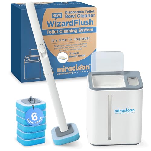 WizardFlush Toilet Brush - Disposable Toilet Bowl-Cleaner for Bathroom - Scrub Brush for Toilet - Space Saving for Storage - Deep Cleaning Wand - Easy to Assemble