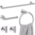 Lairuier 5 Pieces Brushed Nickel Bathroom Accessories Set, 23.6 Inch Bath Towel Bar Set, SUS304 Stainless Steel Bathroom Hardware Set Round Toilet Paper Holder Set Wall Mounted - color: Brushed Nickel, size: 5-Piece Standard Set