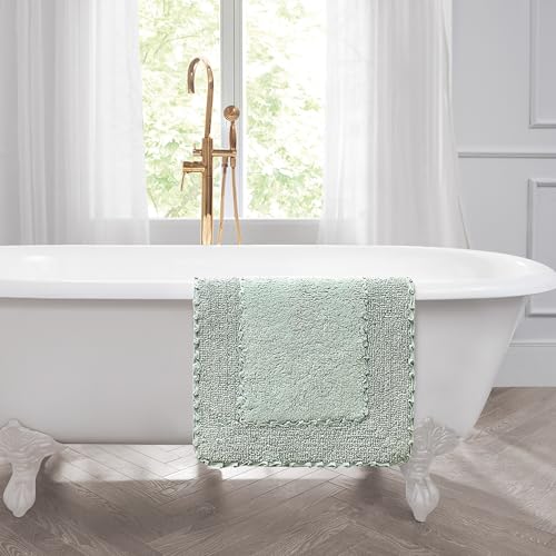 Laura Ashley Ruffle Border 100% Cotton Bath Rug, Sage Green, 17"x 24", (Pack of 6) - color: Sage Green, size: 1'5" x 2' (Rectangular) (Pack of 6)