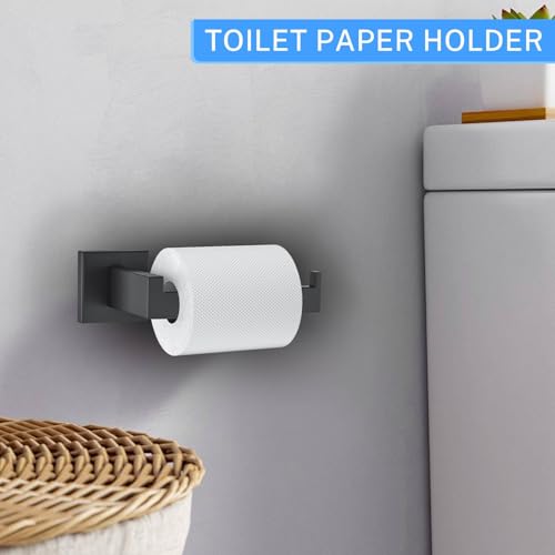 10-Piece Matte Black Bathroom Hardware Accessories Set Black Towel Bar Set Towel Holder Set Stainless Steel Wall-Mounted Towel Rack Set for Bathroom,23.6 Inch Towel Bar - color: 10 Pcs Matte Black