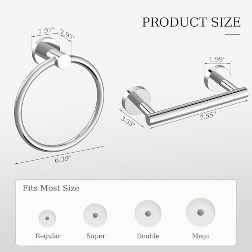 Toilet Paper Holder & Towel Holder, Bathroom Hardware Set-SUS304 Stainless Steel Double Post Pivoting Tissue Roll Holder and Hand Towel Ring Set for Bathroom, RV, Chrome - color: Chrome