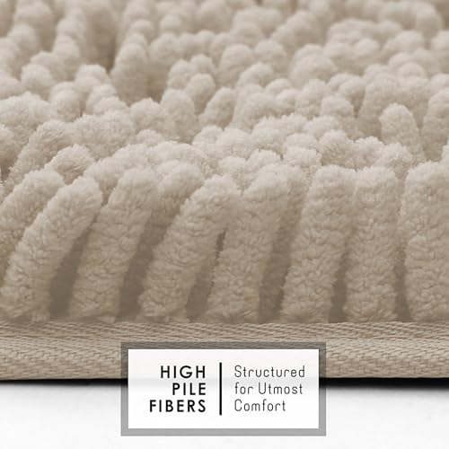 Hearth & Harbor Bathroom Rugs, Chenille Bath Mat - Machine Washable Bath Mats for Bathroom Non-Slip Backing Rubber, Quick Dry Mat - Beige Bath Rug, 17x24-20x32-20x24 - color: Beige, style: 17x24 / 20x32 / 20x24