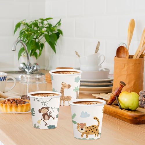 RUSPEPA 5oz Disposable Paper Cups, Bathroom Cups Small Mouthwash, 100 Pack Set Lovely Animals Design, Perfect for Hot/Cold Beverage Coffee, Dessert for Birthday Parties, Home-use, Picnic, BBQ, Travel - color: Lovely Animal, size: 5oz