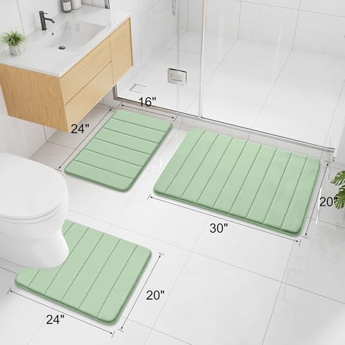 Buganda Memory Foam Bath Mat, 70" x 34", Ultra Soft Bathroom Rugs, Water Absorbent and Machine Washable Bath Rug Runner for Bathroom, Shower, and Tub, Sage Green - color: Sage Green, size: 70" X 34"
