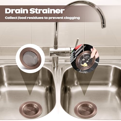 Retisee 2 Pcs Sink Strainer Stainless Steel Kitchen Sink Drain Strainer Basket Cover Mesh Hair Food Catcher, Large Wide Rim of 4.4 Diameter(Red Bronze) - color: Red Bronze