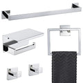 Bathroom Towel Bar Set Toilet Paper Holder with Shelf, Polished Chrome Bathroom Accessories Set, 23.6 Inch Towel Bar Towel Ring Towel Hook 5-Piece Bathroom Hardware Set - color: Polished Chrome