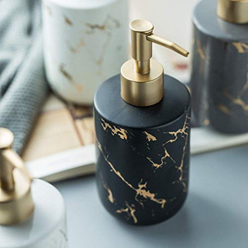 Gold Soap Dispenser, Dish Soap Dispenser for Kitchen Liquid Soap Pump Dispenser for Shower, Ceramics Refillable Hand Soap Lotion Dispenser, Shampoo Lotions Bottle for Bathroom, 10.5 OZ (Black). - color: Black