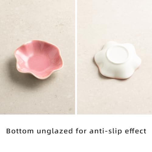 Ceramic Lotus Leaf Trinket Dish, Ring Holder for Jewelry | Keeps earrings, necklaces, keys, and keepsakes handy on vanities or nightstands, a sweet gift for moms, sisters, and friends - color: Pink