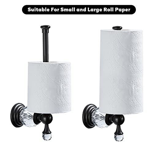 BATHSIR Crystal Toilet Paper Holder, Black Toilet Roll Holder Modern Bathroom Accessories Zinc Alloy Tissue Hanger Wall Mounted - color: Black