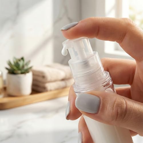 PAGOW 6pcs Clear Travel Pump Bottle, 5ml/10ml/15ml Airless Pump Bottles with Caps, Empty Refillable Cosmetic Containers Vacuum Dispenser Bottle for Lotion Makeup DIY Foundation