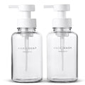 MaisoNovo Glass Foaming Soap Dispenser 14 Oz | Glass Bottles Pumps x 2 Clear - color: Clear Bottles/White Plastic Pumps/No Tray