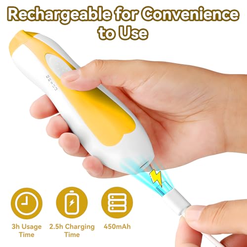 Qunlions life Baby Nail Trimmer Electric, 6 in 1 Rechargeable Baby Nail Clippers Manicure Set Grooming Kit for Toddler Infant or Adults (Yellow) - color: Rechargeable-yellow