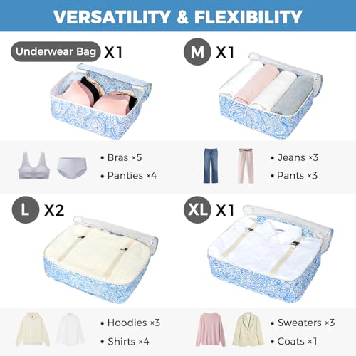 BAGAIL 8 Set Packing Cubes Luggage Packing Organizers for Travel Accessories-Blue paisley - color: Blue paisley, size: 8 Set