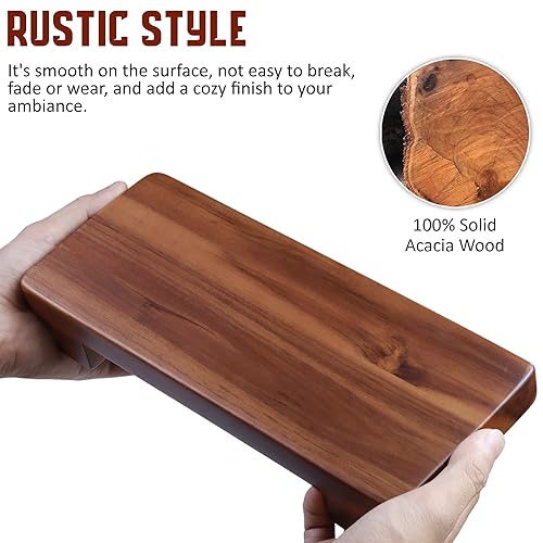 DEMIGO Soap Stand & Riser, Natural Acacia Wood Bar Soap Tray, 9.8 x 4 in | 100% Solid Wood Rectangle Countertop Display for Candle, Plant, Kitchen & Bathroom Counter, Farmhouse Decor, Sink & Vanity - color: Acacia