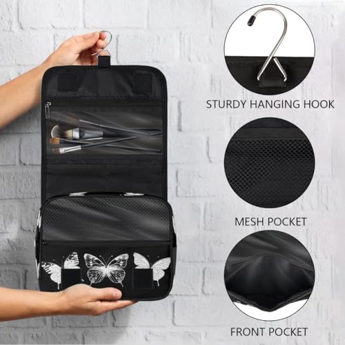 Travel Hanging Toiletry Bag for Women Girl Kinds Of Butterfly Vintage Cosmetic Bag Waterproof Makeup Organizer for Accessories, Shampoo, Full Sized Container, Toiletries for Bathroom Shower - color: B 02