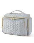 BAGSMART Travel Toiletry Bag, Large Wide-open Travel Bag for Toiletries, Makeup Cosmetic Travel Bag with Handle-Grey - color: Grey