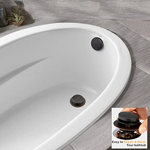 Bronze Universal Tub Drain Tip Toe Tub Conversion Kit Assembly, Artiwell EZ Installation Bathtub Drain Replacement Trim Kit with 1-Hole Overflow Face Plate and Pop-Up Tub Stopper,Oil Rubbed Bronze - color: Oil Rubbed Bronze