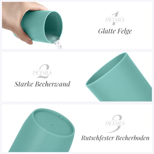 4-Pack Plastic Bathroom Tumbler Cups | Stackable Toothbrush & Mouthwash Cups | Reusable, Dishwasher Safe | 10oz (280ml) | 4 Colors for Travel