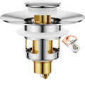 Bathroom Sink Stopper, Bath Universa Sink Drain Strainer 10,000 Pop-up Test 2 in 1 Fast Drain Anti-Clog Strainer Sink Drain Plug