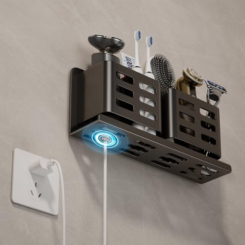 Aluminum Toothbrush Holder， Wall-Mounted，Bathroom Rack，4 Slot，Black | Bracket Shower Toothbrush Razor Holder Suitable for Toothbrush, Toothpaste, Razor and Comb etc Bathroom Storage - size: Black four slots