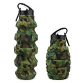 QiCheng&LYS Collapsible Water Bottle Sports Bottle 19.5OZ/580ml Travel Water Bottle for Men Women Kids. BPA Free Food Grade Silicone. (Army green camouflage) - color: Army green camouflage