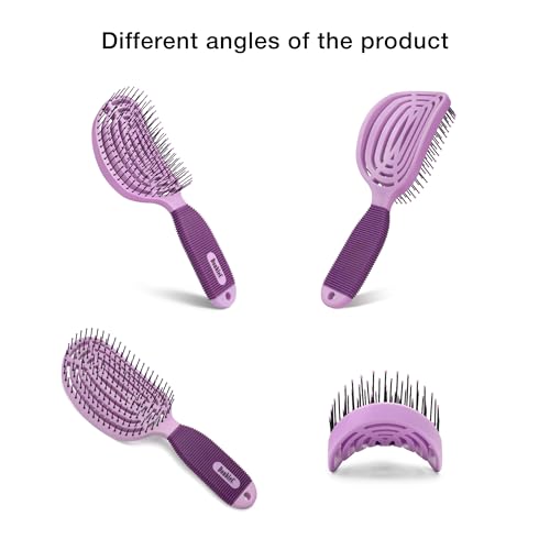 NuWay® DoubleC® Detangling Hair Brush – The Original Home Scalp-Care Brush – Patented Double Curved Scalp Care Hairbrush for Gentle Detangling, Volume Styling & Wet or Dry Hair (Lavender) - color: Lavender