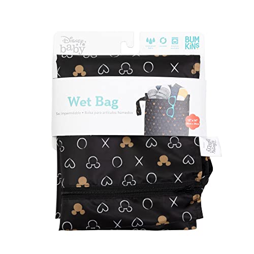 Bumkins Disney Waterproof Wet Bag for Baby, Travel, Swim Suit, Cloth Diapers, Pump Parts, Pool, Beach, Gym Clothes, Toiletry, Hook to Stroller, Daycare, Zip Reusable Wetdry Packing, Minnie Mouse Icon - color: B4 Minnie Mouse Icon, style: Wet Bag