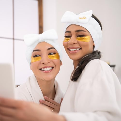 Semato Bachelorette Party Favor Set Bride and Bridesmaid Spa Headband Skincare Headbands for Women Gifts and Party Supplies (1 bride+7white) - color: 1 bride+7white