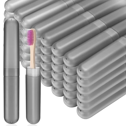 Sieral 90 Pack Travel Toothbrush Case Holder - Bulk Breathable Portable Toothbrush Storage Plastic Container for Home, Outdoor, Travel, Trip, Camping, 8 x 1.2 Inch (Gray) - color: Gray