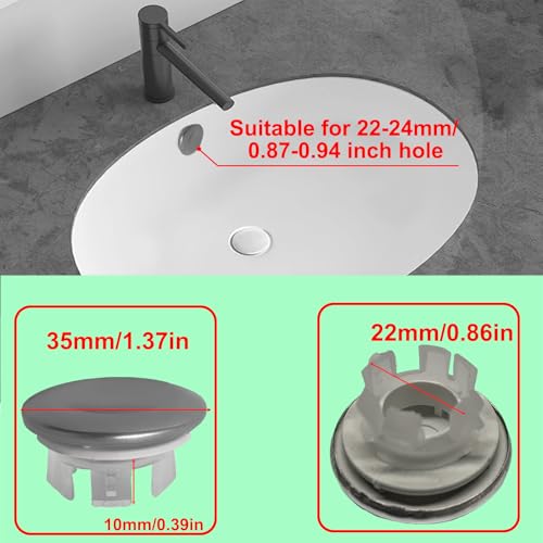 6 Pack Stainless Sink Basin Overflow Ring,Sink Overflow Ring Stainless Steel Round Drain Cover,Basin Trim Ring Insert in Hole Round Caps for Home,Sink,Bathroom,Kitchen - color: 2-layer Concave