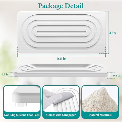 Water Absorbing Stone Tray, Quick Drying Diatomite Bathroom Tray Countertop, Stone Drying Mat for Kitchen Counter, Soap Dish Dispenser Vanity Organizer, White-A-9.8" x 4" - color: 9.8" X 4"-White-A
